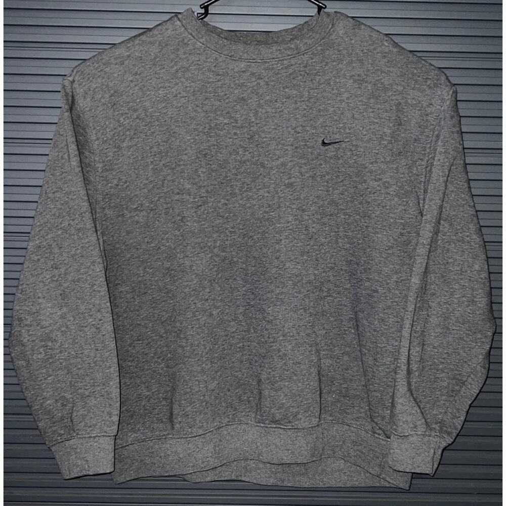 Vintage Nike Gray Crewneck Sweatshirt XL Minimalist Logo Y2K Made In Turkey